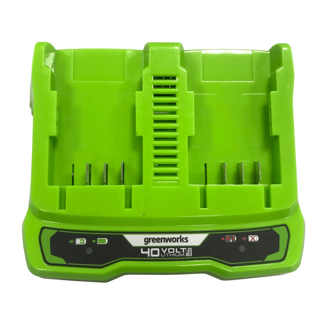 Dvigubas kroviklis Greenworks G40X2UC2, 40 V, 2A 1 Dvigubas kroviklis Greenworks G40X2UC2, 40 V, 2A 1