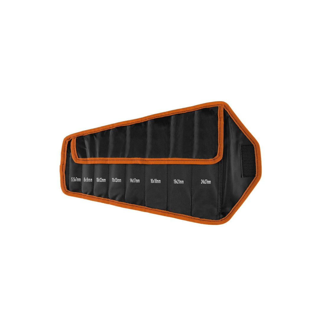 Dvigubas atviras veržliaraktis, 8 vnt. rinkinys, 5,5-27 mm, itin plona versija, ritininiame maišelyje 1