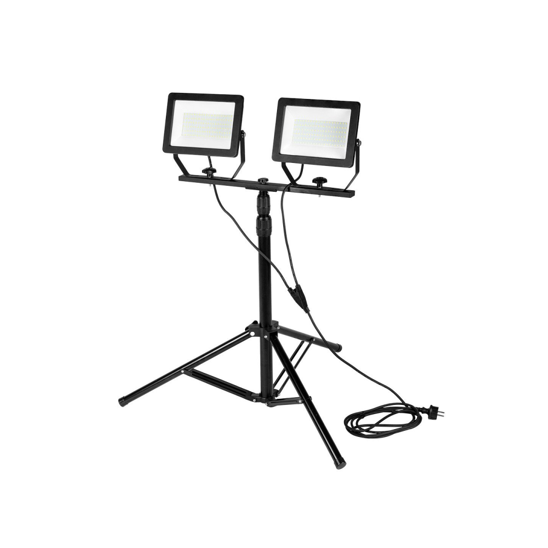 Dvigubas prožektorius 2x100W SMD LED 2 x 8500lm ant 1,8 m trikojo su kabeliu