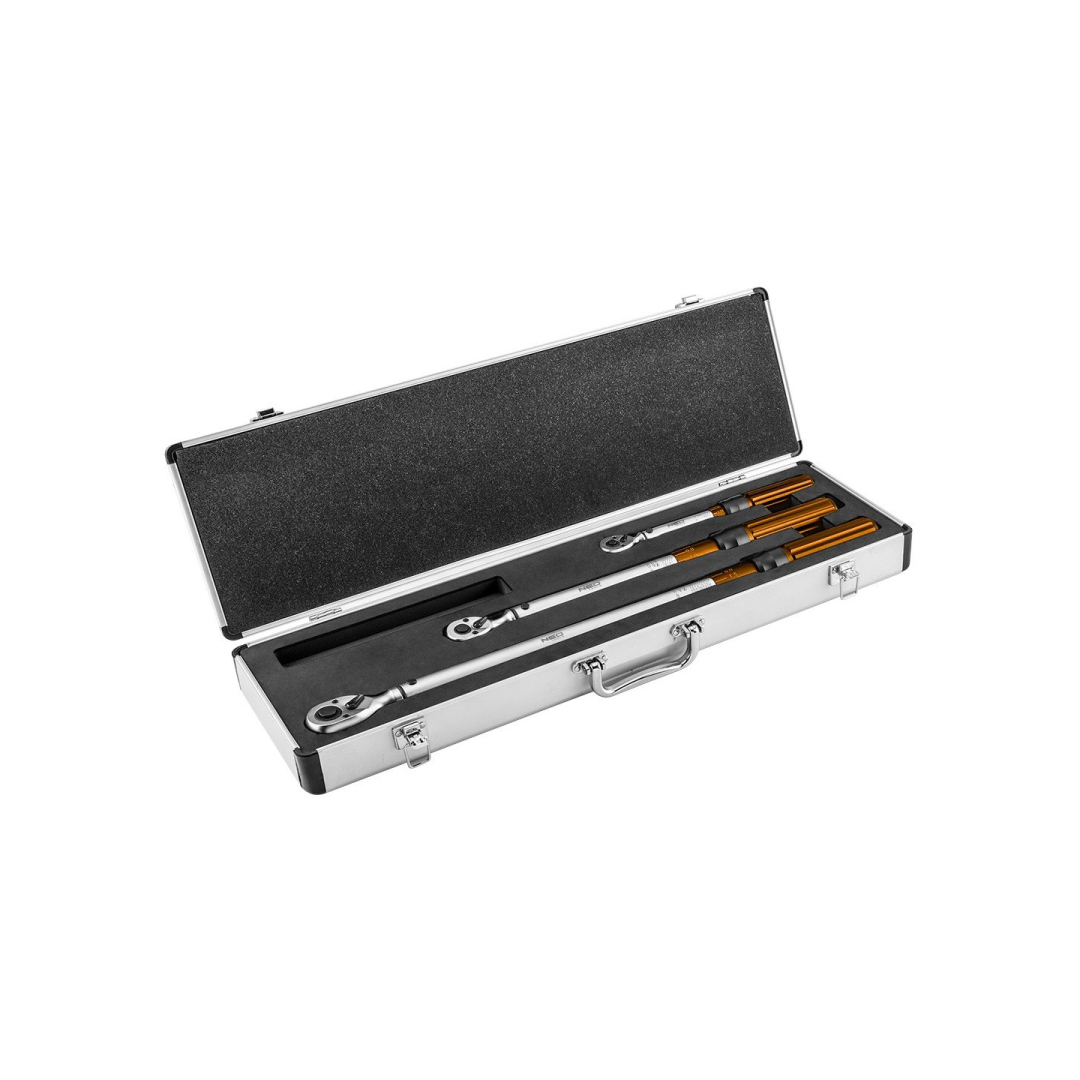 Dvigubo paspaudimo dinamometrinių veržliarakčių rinkinys. 3 vnt. - 1/4 Dvigubo paspaudimo dinamometrinių veržliarakčių rinkinys. 3 vnt. - 1/4