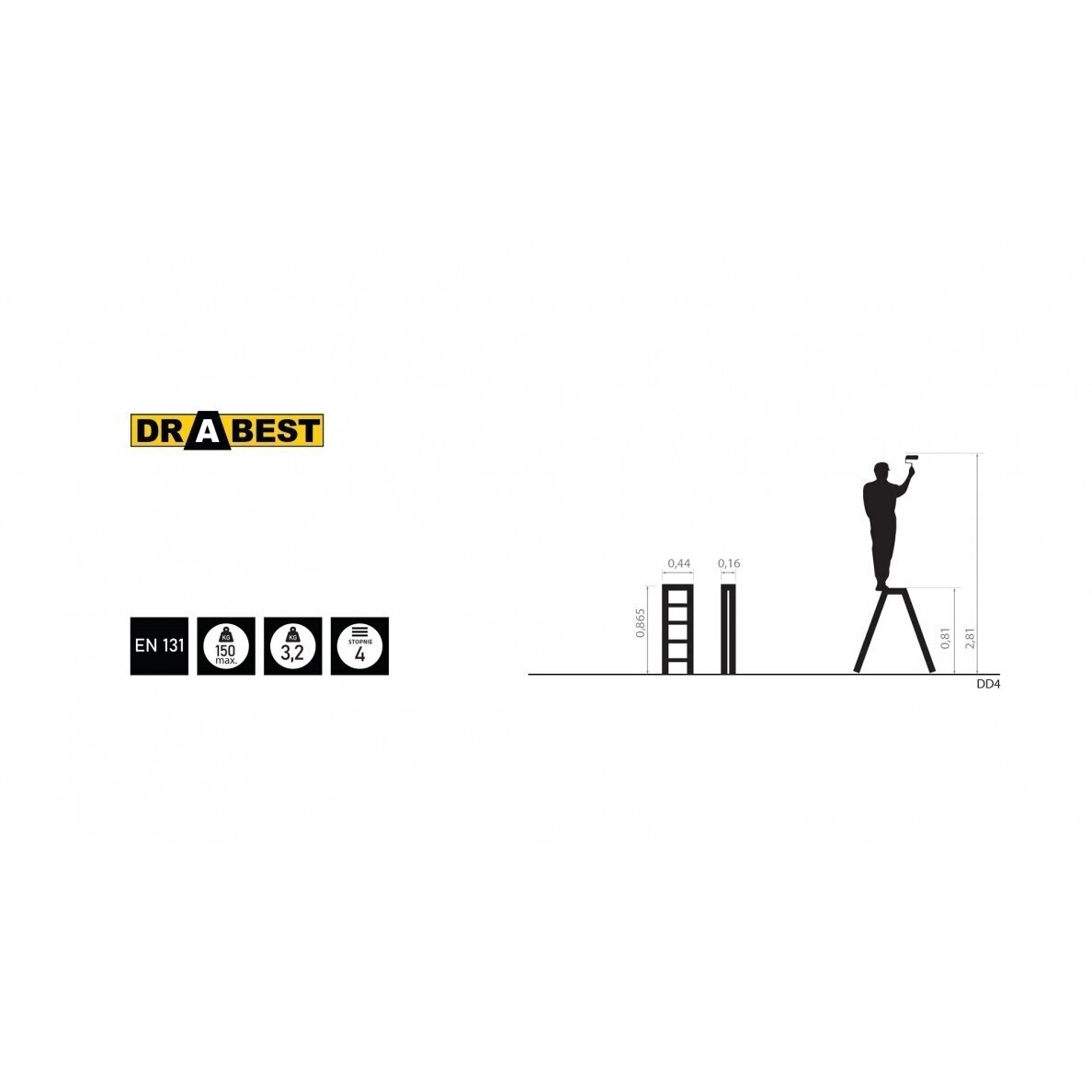 Dvipusės aliuminio kopėčios DRABEST DD4 1