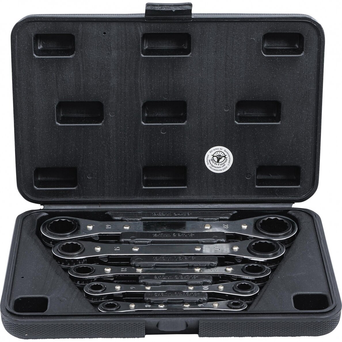 Dvipusiai terkšliniai veržliarakčiai | su reversu | 6 x 8-19 x 22 mm | 5 vnt. (1450) 1