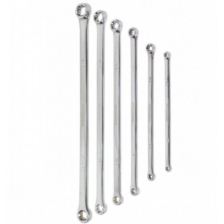 Dvigubų ilgų veržliarakčių rinkinys | E tipo galvutėms | E6 x E7 - E22 x E24 | 6 vnt. (SK5009)