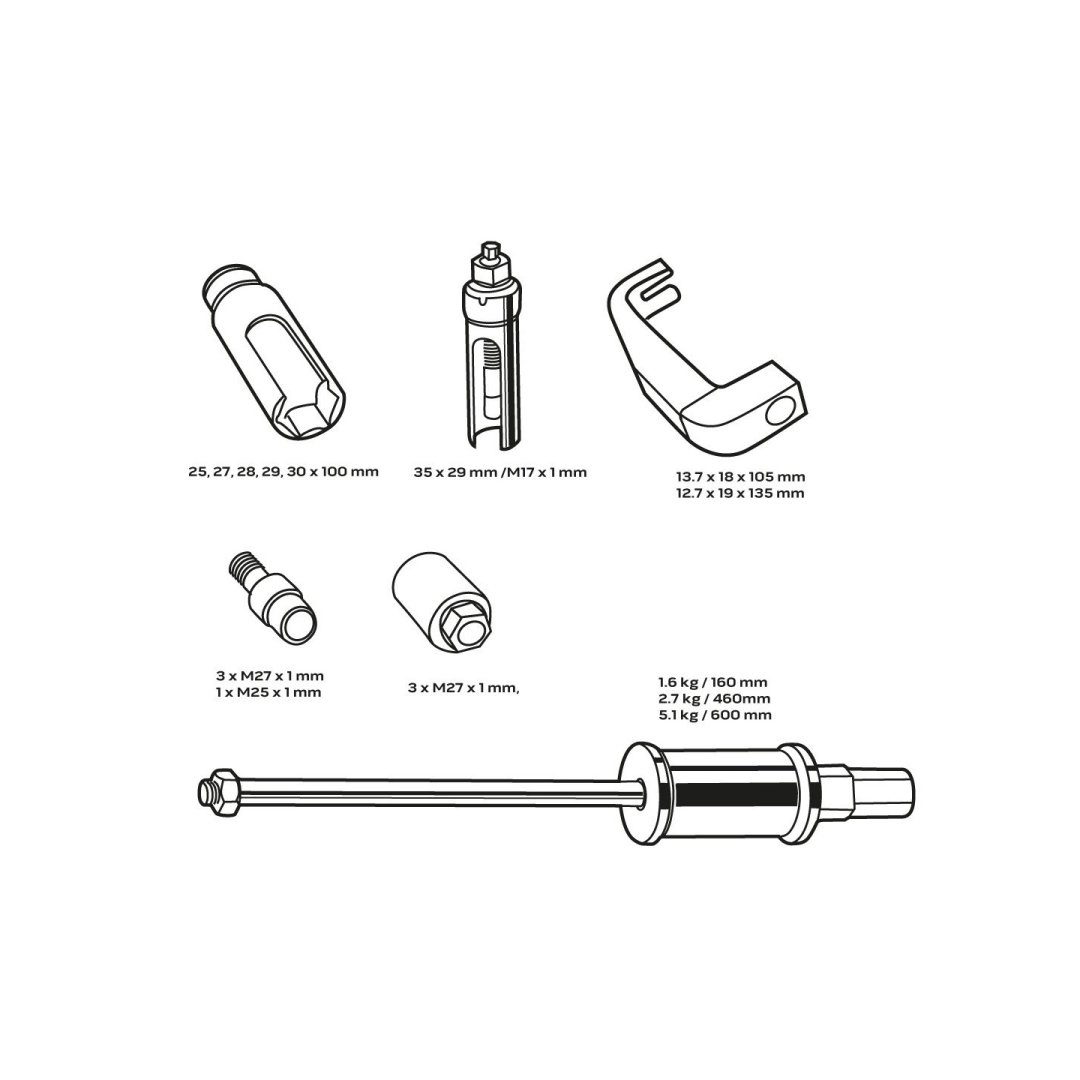Dyzelinių degalų purkštukų ištraukiklio pagrindinis priežiūros rinkinys 8 Dyzelinių degalų purkštukų ištraukiklio pagrindinis priežiūros rinkinys 8