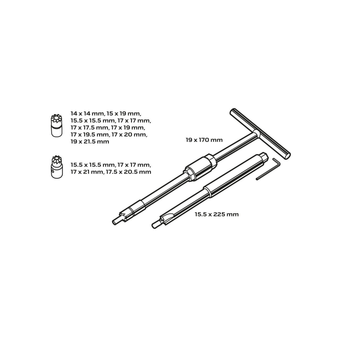 Dyzelinių degalų purkštukų lizdų valymas, 17 vnt. rinkinys 8