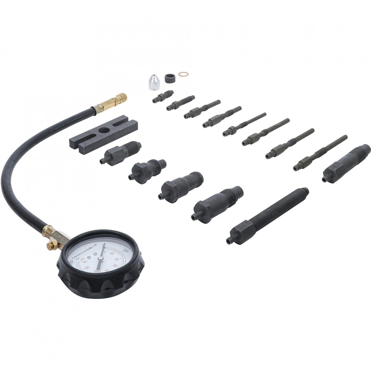 Dyzelinis kompresijos matuoklis su adapteriais (62660) 2 Dyzelinis kompresijos matuoklis su adapteriais (62660) 2