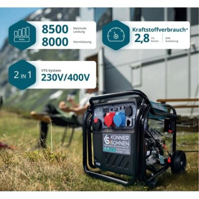 Inverterinis generatorius Könner&Söhnen KS 8100iE 1/3 ATSR, 8.0kW 4