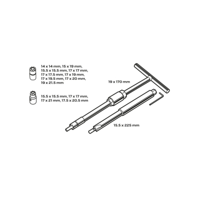 Dyzelinių degalų purkštukų lizdų valymas, 17 vnt. rinkinys 8 Dyzelinių degalų purkštukų lizdų valymas, 17 vnt. rinkinys 8