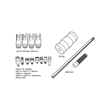 Dyzelino purkštuvo ištraukiklis, 14 vnt. rinkinys 8 Dyzelino purkštuvo ištraukiklis, 14 vnt. rinkinys 8