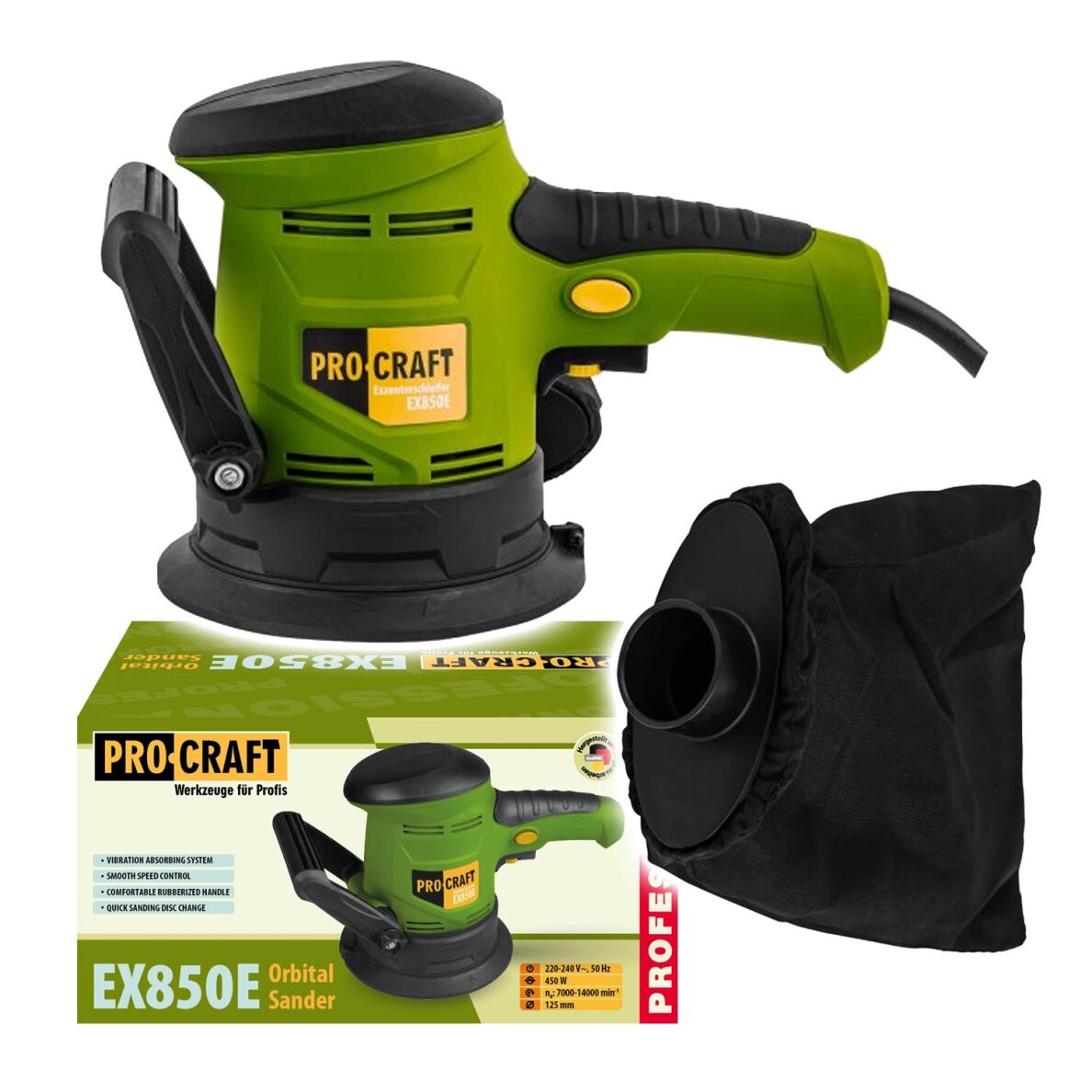 Ekscentrinis šlifuoklis „ProCraft EX850E" 7 Ekscentrinis šlifuoklis „ProCraft EX850E" 7