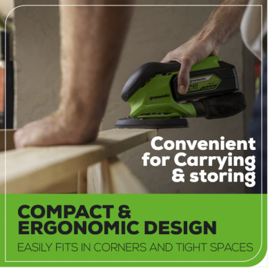 Akum. vibracinis šlifuoklis Greenworks G24FINSND, 24V (tik įrankis) 1 Akum. vibracinis šlifuoklis Greenworks G24FINSND, 24V (tik įrankis) 1