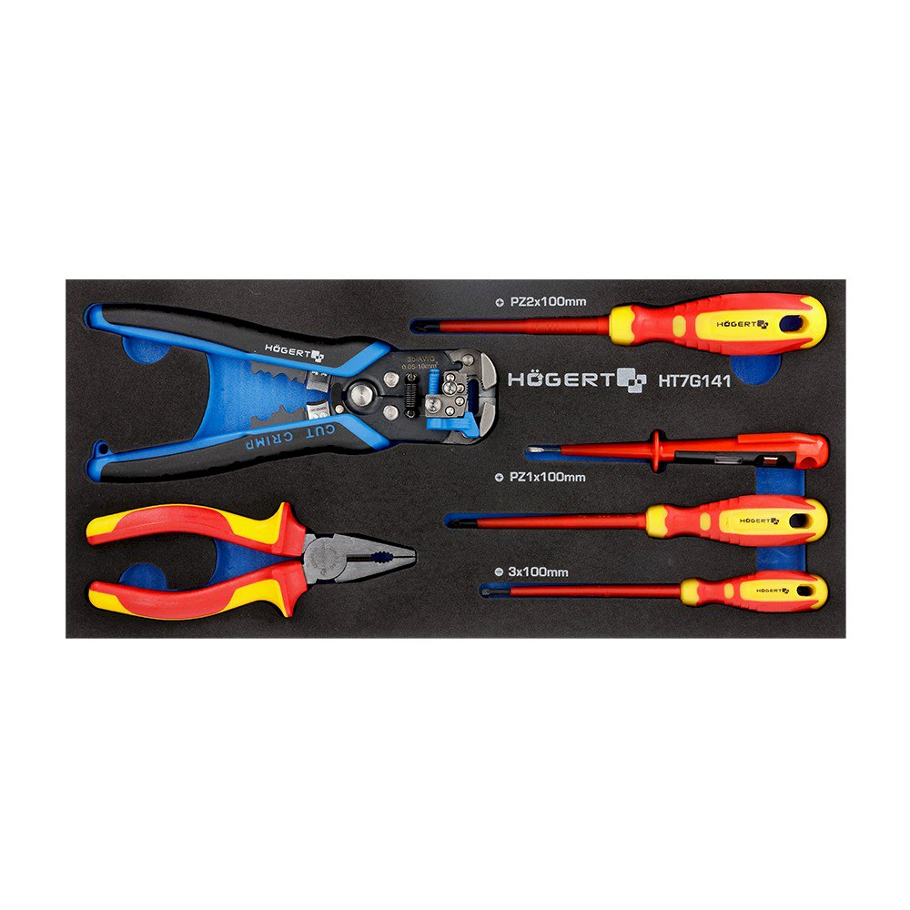 Elektriko replės + atsuktuvai 1000V / SU DĖKLU VEŽIMĖLIUI