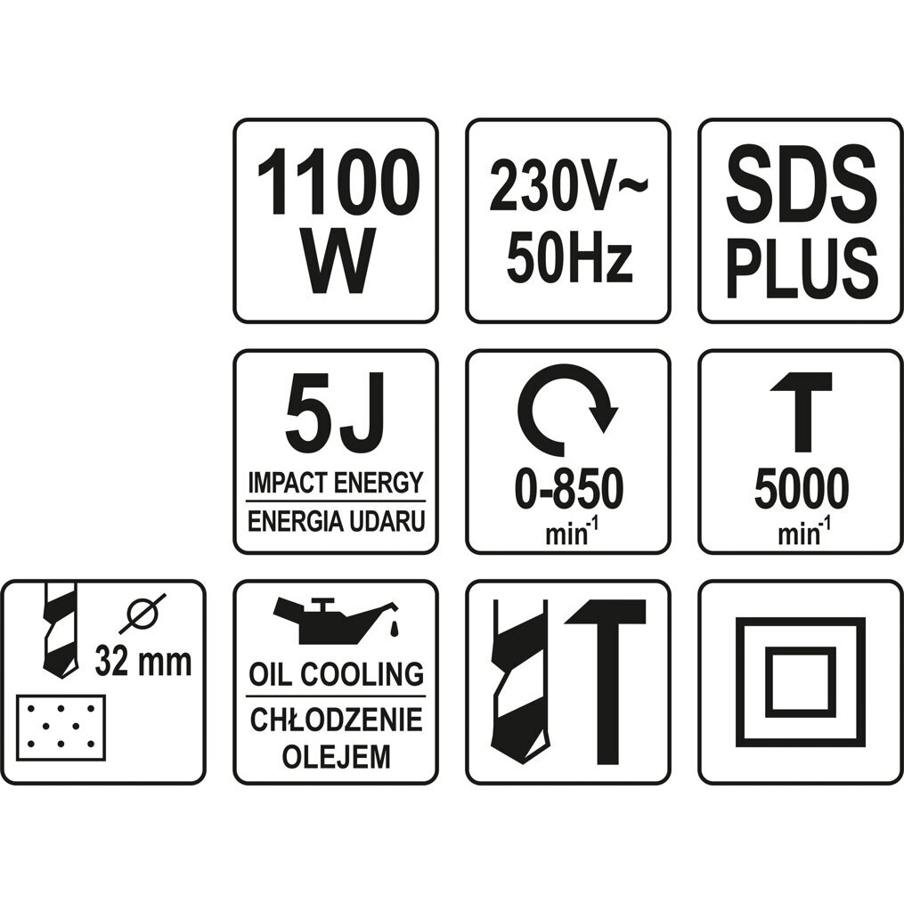 Elektrinis perforatorius Yato YT-82123, 1100W, 5J, SDS+ 2