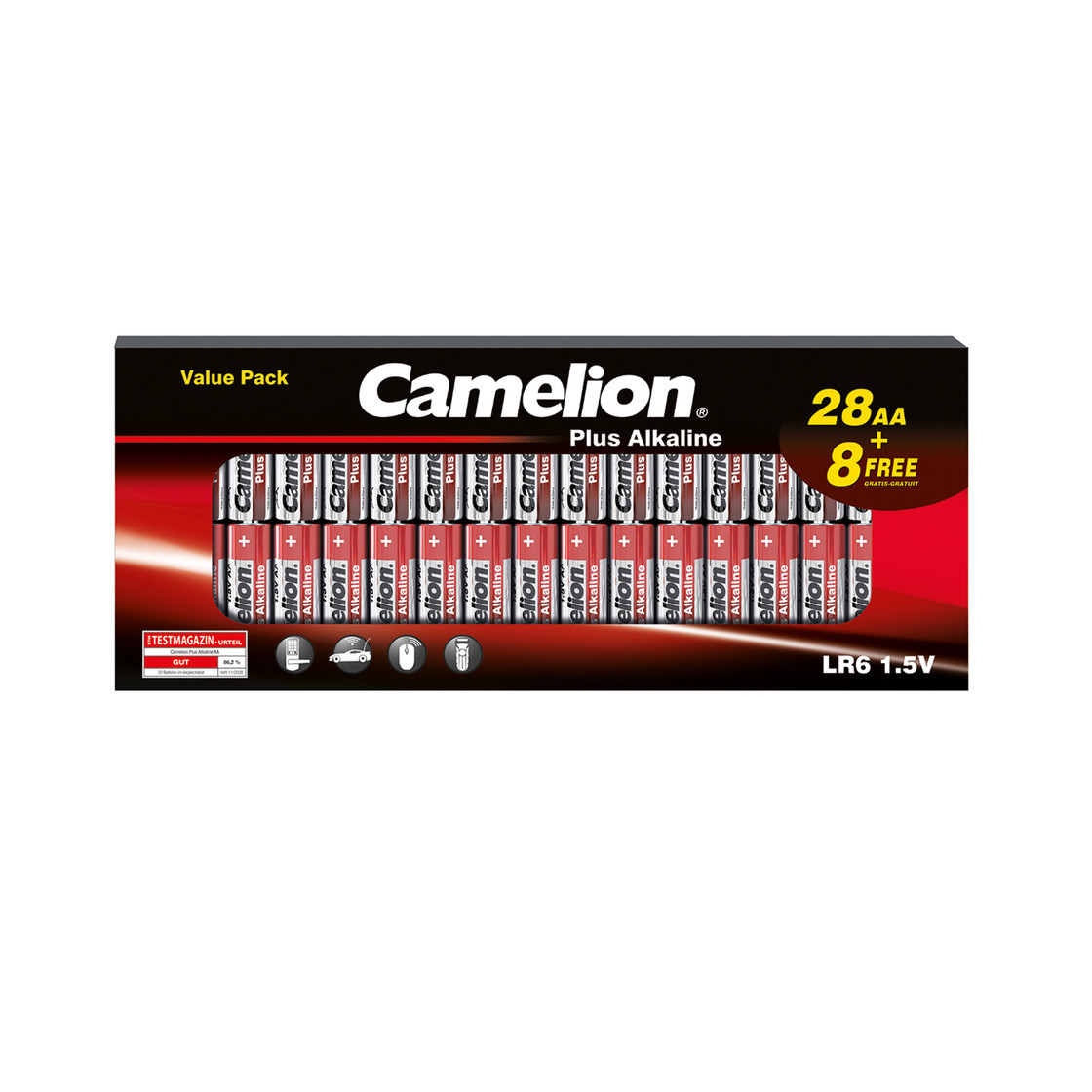 Elementai alkaline, LR06 B28+8, AA, 1.5V, CAMELION, 36 vnt. Elementai alkaline, LR06 B28+8, AA, 1.5V, CAMELION, 36 vnt.