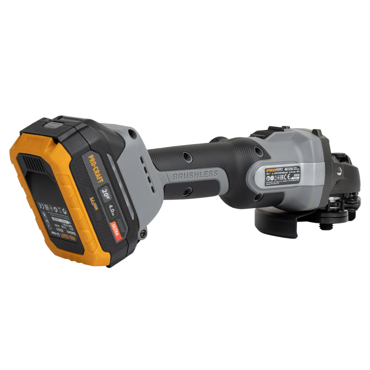 Akumuliatorinis kampinis šlifuoklis ProCraft AG125A, 20 V, 4 Ah 3 Akumuliatorinis kampinis šlifuoklis ProCraft AG125A, 20 V, 4 Ah 3