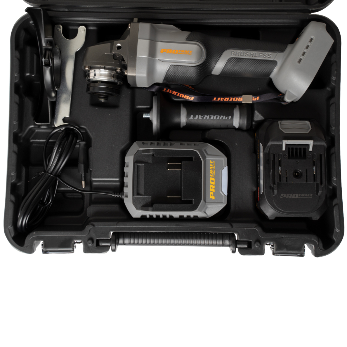 Akumuliatorinis kampinis šlifuoklis ProCraft AG125A, 20 V, 4 Ah 6 Akumuliatorinis kampinis šlifuoklis ProCraft AG125A, 20 V, 4 Ah 6