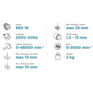 Elektrinis smūginis gręžtuvas GRAPHITE 58G716, 650 W
