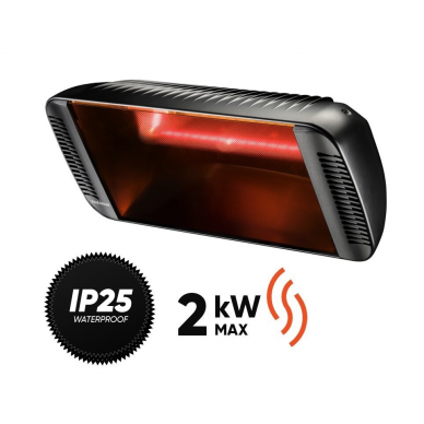 Halogeninis infraraudonųjų spindulių šildytuvas Heliosa 66 Black, 2,0 kW Halogeninis infraraudonųjų spindulių šildytuvas Heliosa 66 Black, 2,0 kW