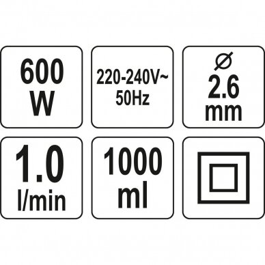 Elektrinis dažymo pistoletas Yato YT-82553, 600W 4 Elektrinis dažymo pistoletas Yato YT-82553, 600W 4