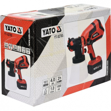 Akumuliatorinis dažymo pistoletas sienoms ir luboms Yato, 18 V, 4,0 Ah 2 Akumuliatorinis dažymo pistoletas sienoms ir luboms Yato, 18 V, 4,0 Ah 2