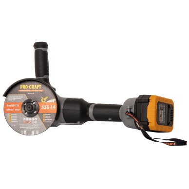 Akumuliatorinis kampinis šlifuoklis ProCraft AG125A, 20 V, 4 Ah 1 Akumuliatorinis kampinis šlifuoklis ProCraft AG125A, 20 V, 4 Ah 1