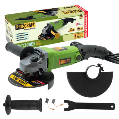 Elektrinis kampinis šlifuoklis ProCraft PW1200ES, 860 W, 125 mm Elektrinis kampinis šlifuoklis ProCraft PW1200ES, 860 W, 125 mm