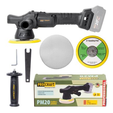 Akumuliatorinis poliruoklis ProCraft PM20bb, 20V (be akum. ir krov.) Akumuliatorinis poliruoklis ProCraft PM20bb, 20V (be akum. ir krov.)