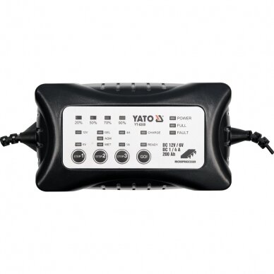 Elektroninis įkroviklis Yato 12 / 6v, 1-4a, 200ah 2 Elektroninis įkroviklis Yato 12 / 6v, 1-4a, 200ah 2