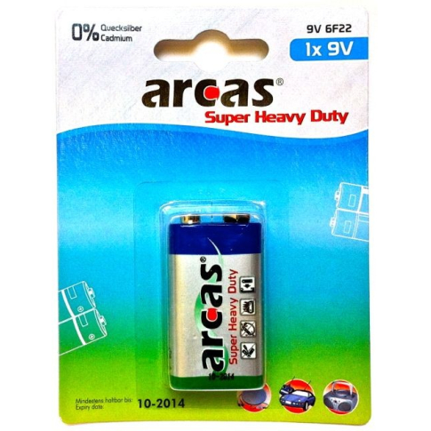 Elementai „ARCAS" BLOCK 9 V 6LF22, 1 pak.