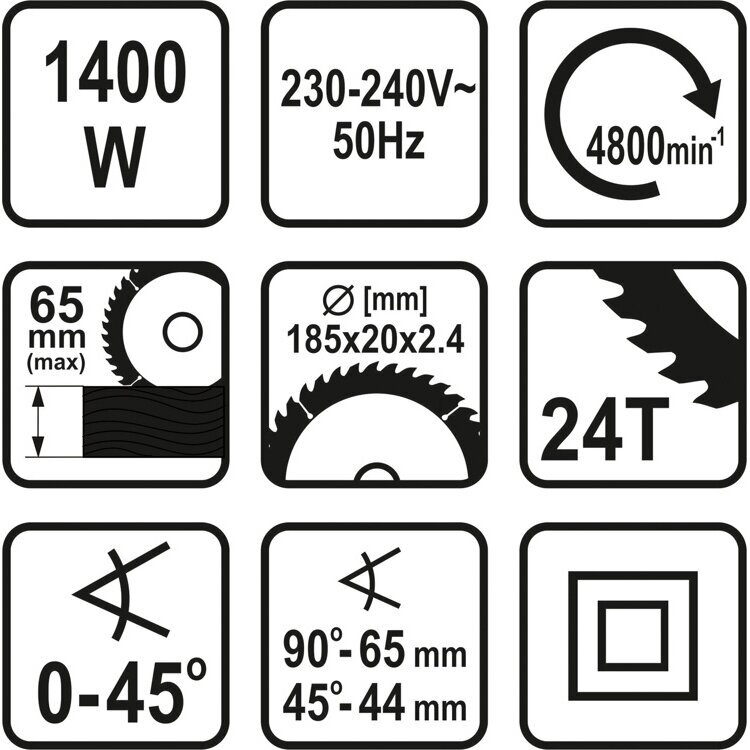 Elektrinis diskinis pjūklas Sthor 79257, 1400W, 185mm 2 Elektrinis diskinis pjūklas Sthor 79257, 1400W, 185mm 2