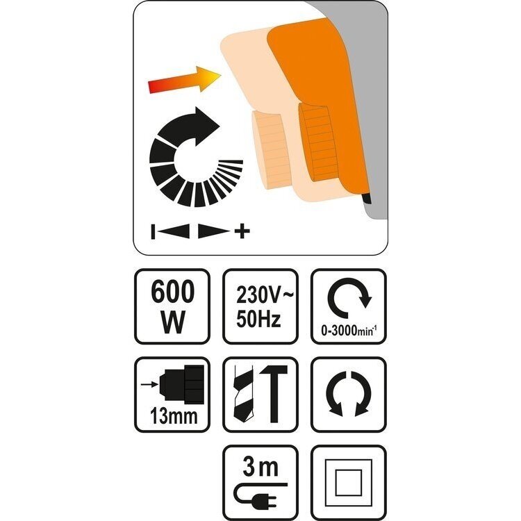 Elektrinis smūginis gręžtuvas Sthor 78992, 600W 1 Elektrinis smūginis gręžtuvas Sthor 78992, 600W 1
