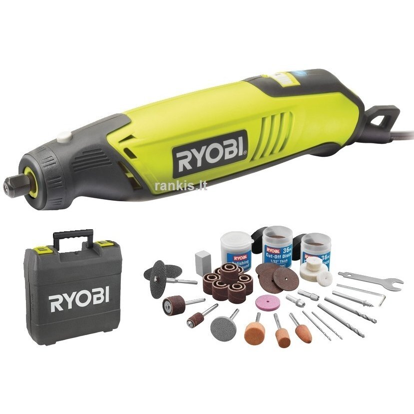 Tiesinis šlifuoklis - graveris Ryobi EHT150V, 150 W, 115 priedų Tiesinis šlifuoklis - graveris Ryobi EHT150V, 150 W, 115 priedų