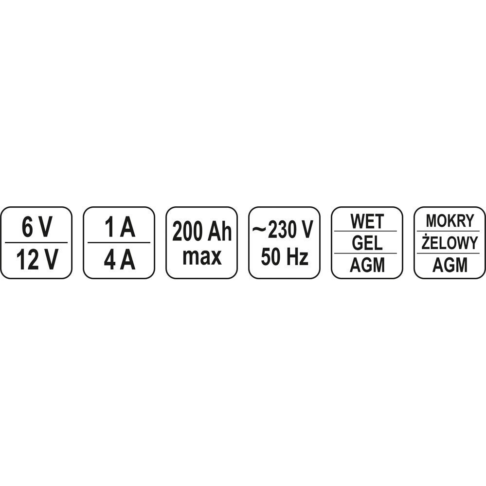 Elektroninis įkroviklis Yato 12 / 6v, 1-4a, 200ah 4
