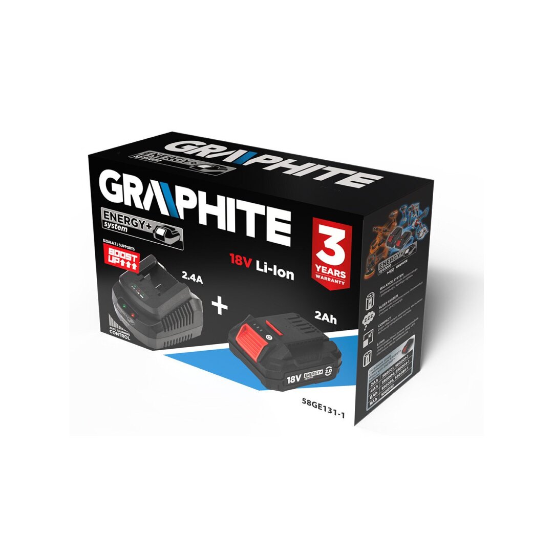 Energija+ rinkinys: 2AH akumuliatorius su įkrovikliu 1