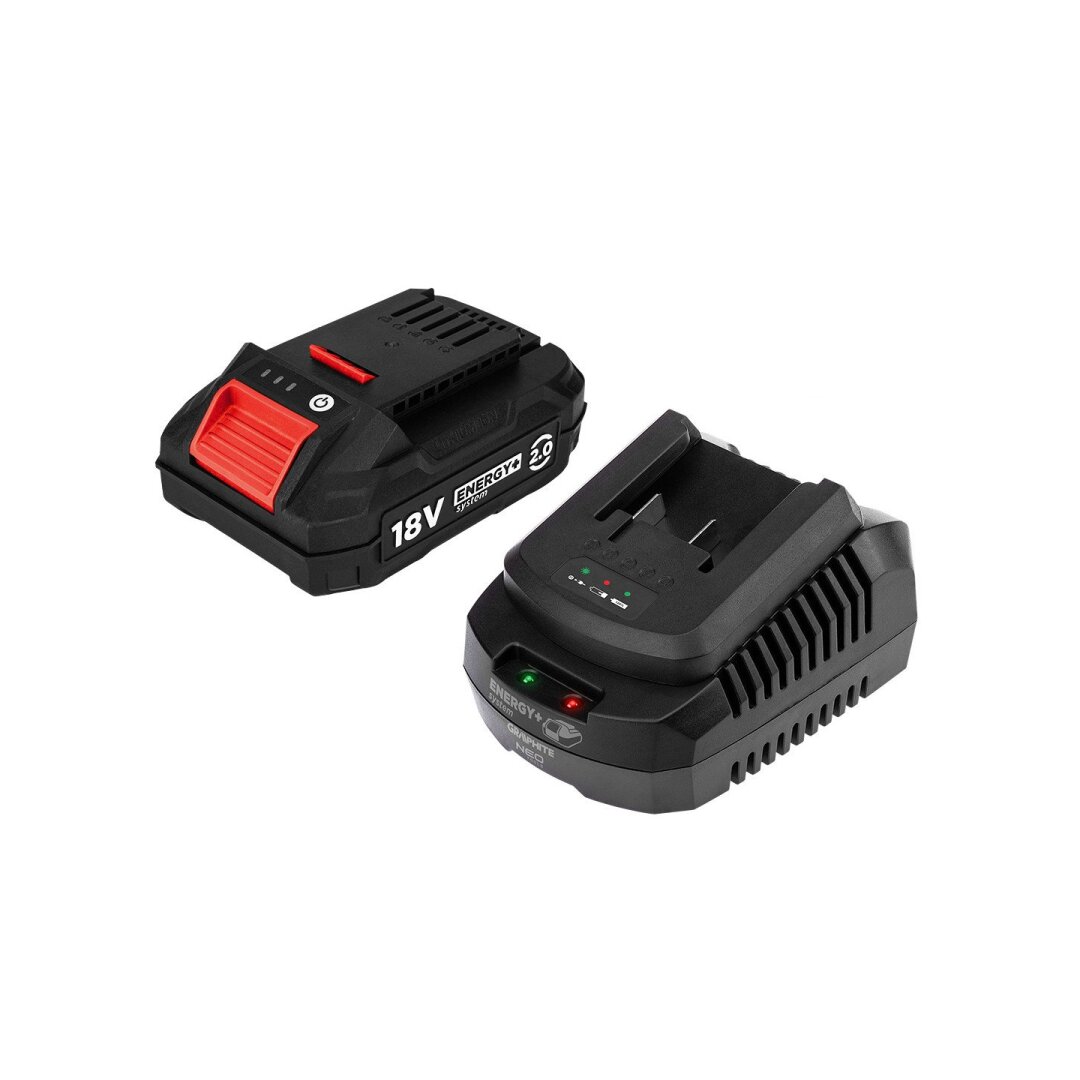 Energija+ rinkinys: 2AH akumuliatorius su įkrovikliu Energija+ rinkinys: 2AH akumuliatorius su įkrovikliu