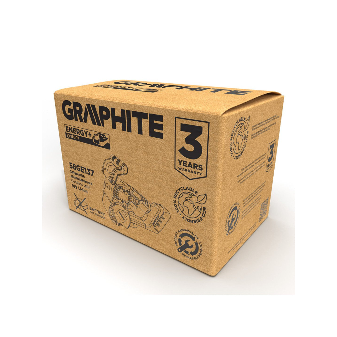 Akumuliatorinis šlifuoklis GRAPHITE 58GE137, Energy+ 18 V 1