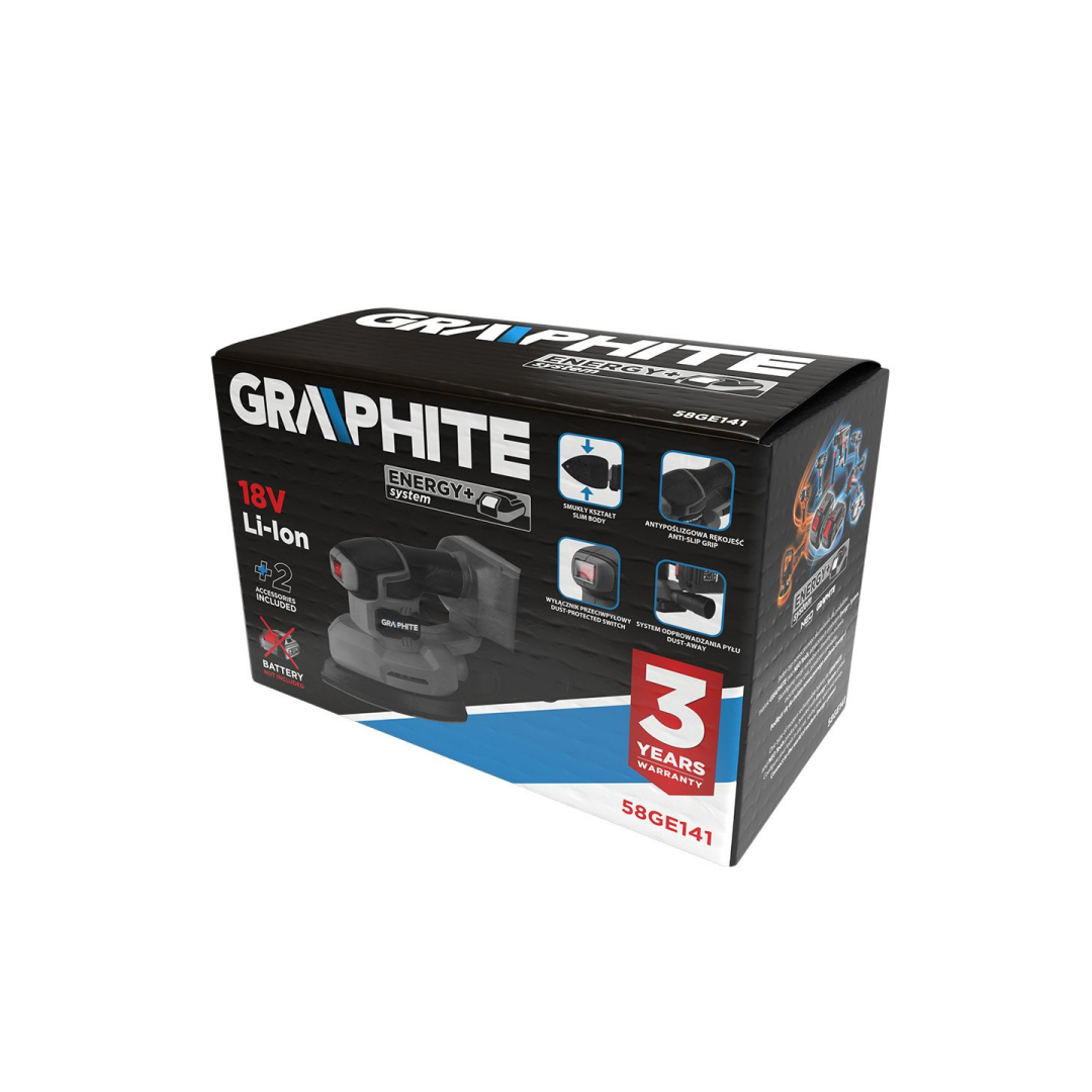 Akum. ekscentrinis šlifuoklis DELTA 58GE141 Energy+ 18 V (be akum. ir krov.) 1