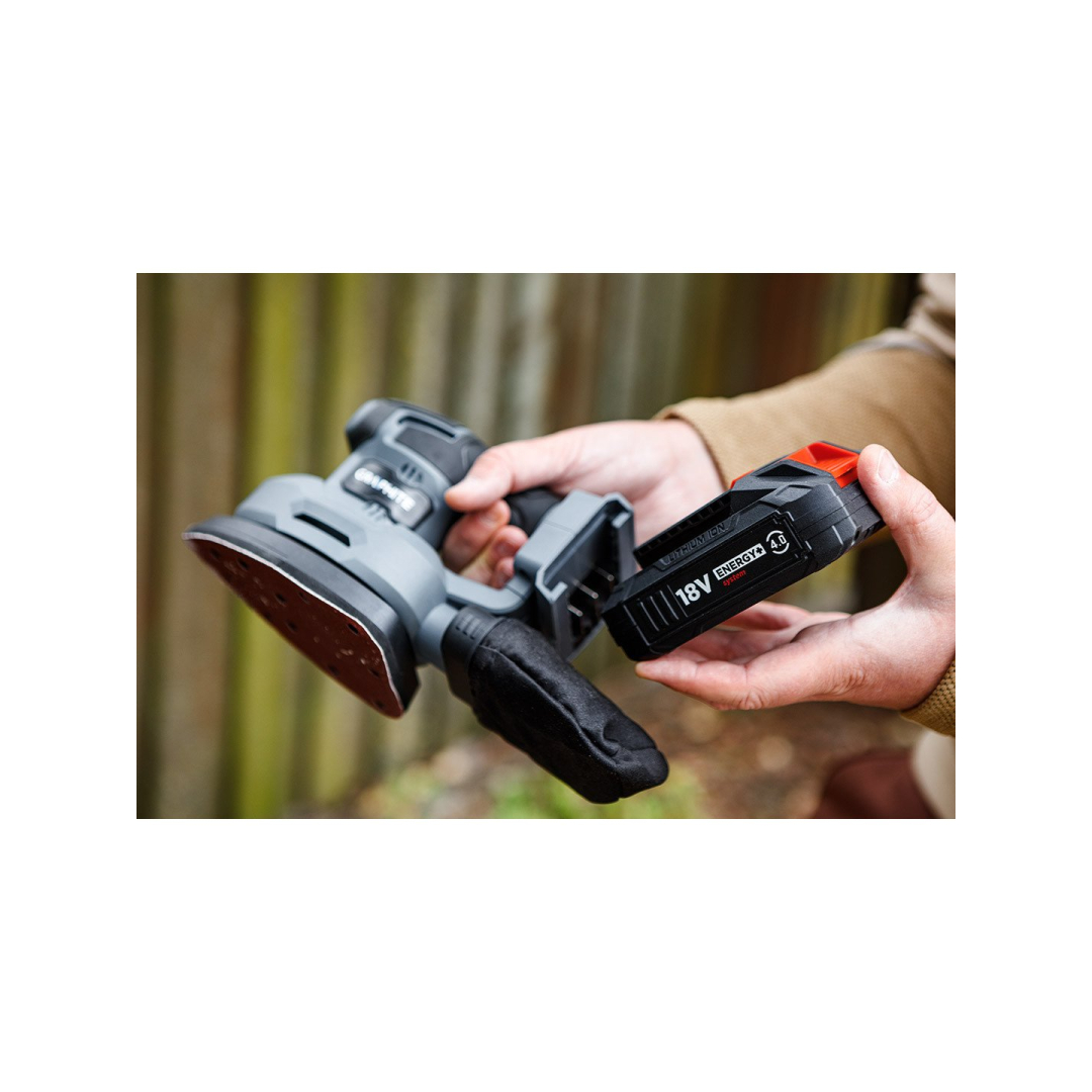 Akum. ekscentrinis šlifuoklis DELTA 58GE141 Energy+ 18 V (be akum. ir krov.) 2