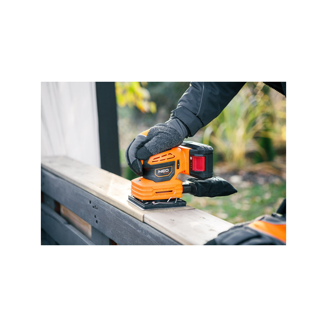 Akum. orbitinis šlifuoklis NEO 04-623, 18V 3in1 (be akum. ir krov.) 1