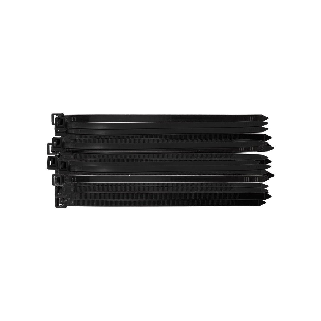 EXTREME užtraukimo dirželiai 7,6 × 200 mm, juodi, 50 vnt.