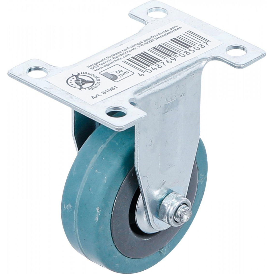 Fiksuotas ratukas | Guma | su montavimo plokšte | Ø 50 mm (81961) Fiksuotas ratukas | Guma | su montavimo plokšte | Ø 50 mm (81961)