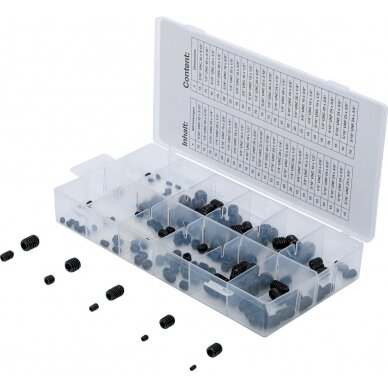 Fiksavimo varžtelių rinkinys | Coliniai dydžiai | 160 vnt. (14136) Fiksavimo varžtelių rinkinys | Coliniai dydžiai | 160 vnt. (14136)