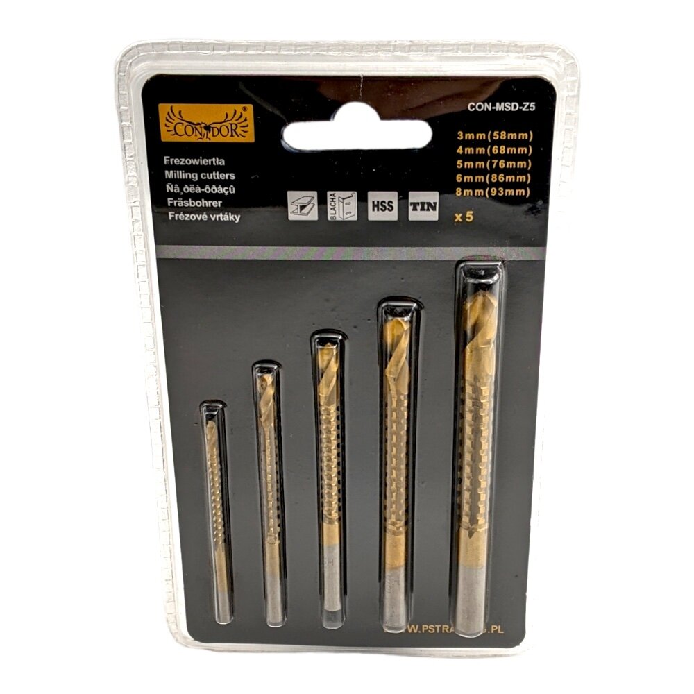 Frezavimo grąžtai 3-8mm. 5vnt. Frezavimo grąžtai 3-8mm. 5vnt.