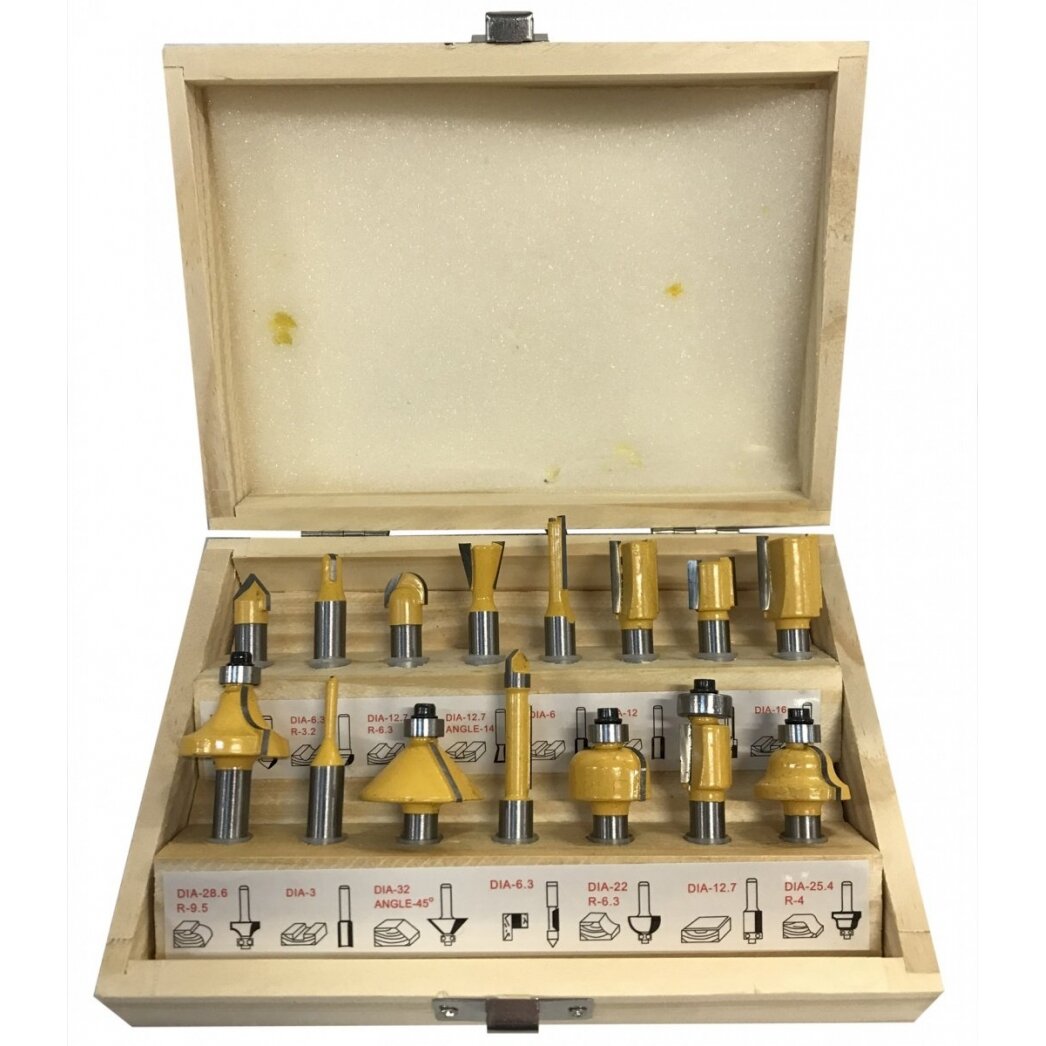 Frezų medžiui rinkinys | 15 vnt. (SK1637) Frezų medžiui rinkinys | 15 vnt. (SK1637)