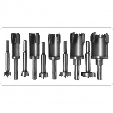 Frezų / kamštinių grąžtų rinkinys medžiui | 15-35 mm | 10 vnt. (YT-33837) 2 Frezų / kamštinių grąžtų rinkinys medžiui | 15-35 mm | 10 vnt. (YT-33837) 2