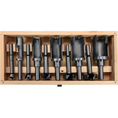 Frezų / kamštinių grąžtų rinkinys medžiui | 15-35 mm | 10 vnt. (YT-33837) 1 Frezų / kamštinių grąžtų rinkinys medžiui | 15-35 mm | 10 vnt. (YT-33837) 1