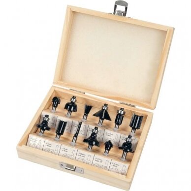 Frezų medžiui rinkinys | Ø 6 mm | 12 vnt. (22552) Frezų medžiui rinkinys | Ø 6 mm | 12 vnt. (22552)