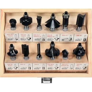 Frezų medžiui rinkinys Vorel 12 vnt., 8 mm 1 Frezų medžiui rinkinys Vorel 12 vnt., 8 mm 1