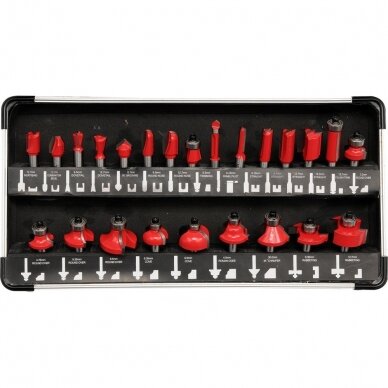 Frezų medžiui rinkinys YATO 24 vnt. 8 mm 2 Frezų medžiui rinkinys YATO 24 vnt. 8 mm 2