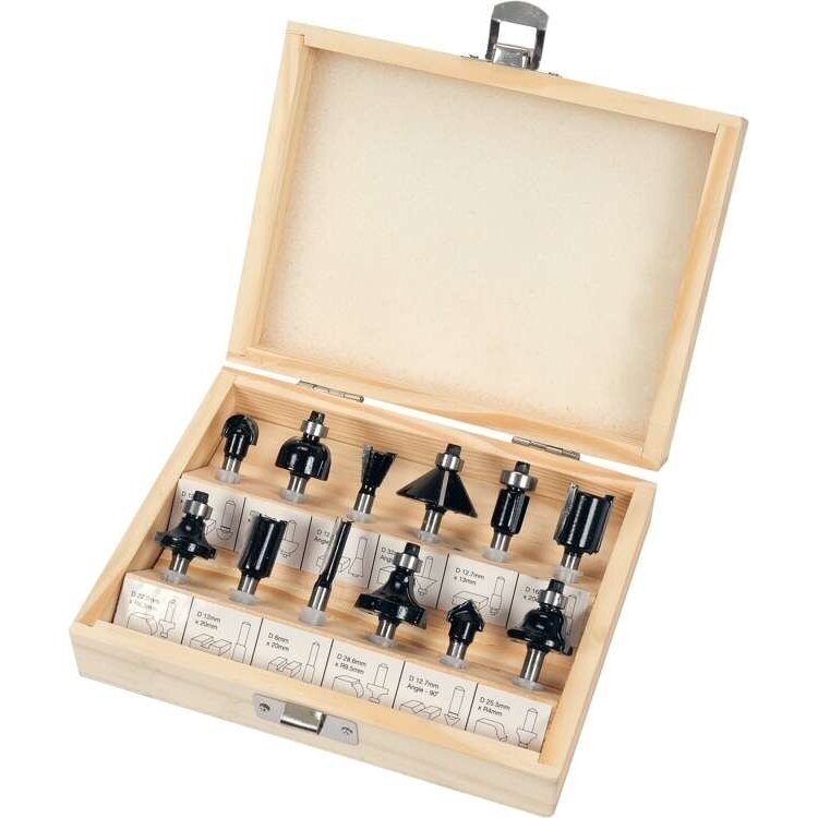 Frezų medžiui rinkinys | Ø 6 mm | 12 vnt. (22552) Frezų medžiui rinkinys | Ø 6 mm | 12 vnt. (22552)